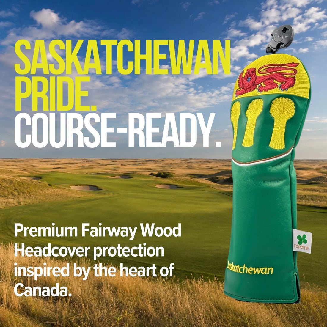 Saskatchewan Shield – Fairway Wood Headcover – Bold Prairie Pride
