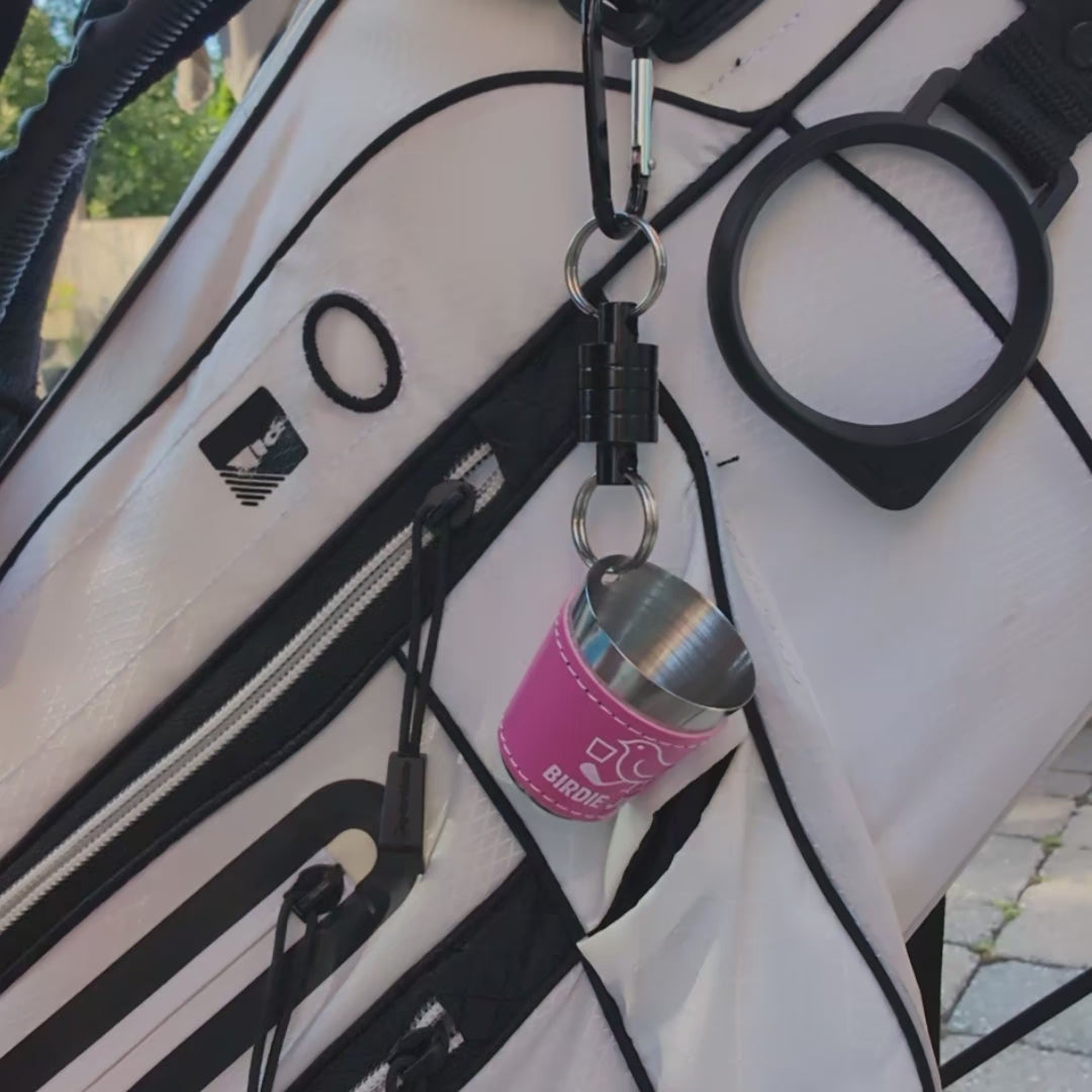 Pink Magnetic Birdie Juice Cup — The Clip-On Shot Glass Your Golf Bag Has Been Missing