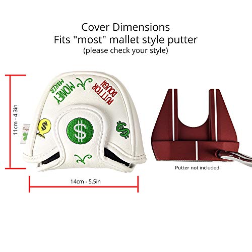 Putt for Dough - Money Maker - MALLET Putter Headcover (White)