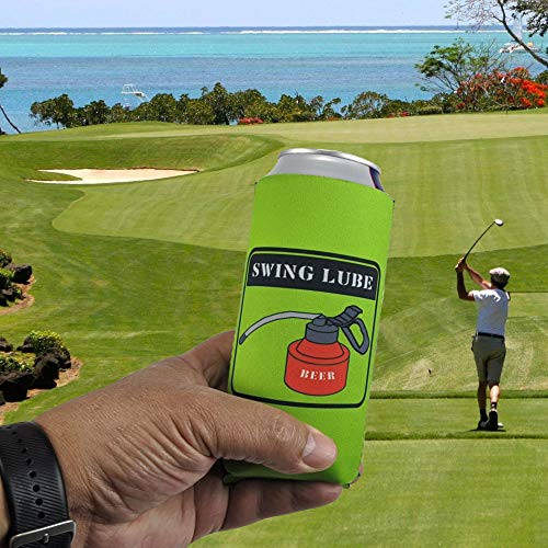 Golfer Theme | Birdie Juice ' Aiming Fluid ' Liquid Accuracy ' Swing Lube - “Tallboy” (16 oz) Can Cooler Sleeve - Pack of 4 (one of each)