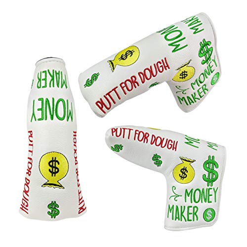 Putt for Dough - Money Maker  BLADE Putter Headcover (White)