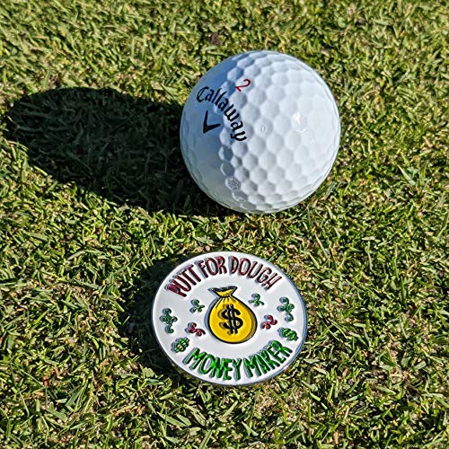 Putt for Dough /  Money Maker - Metallic Golf Poker Chip Magnetic Ball Marker