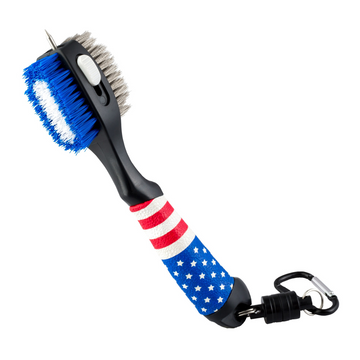 Magnetic Clip Golf Brush - USA Flag Design - Easy Access