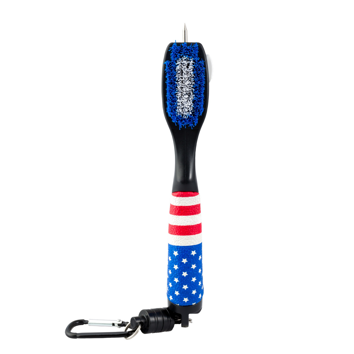 Magnetic Clip Golf Brush - USA Flag Design - Easy Access