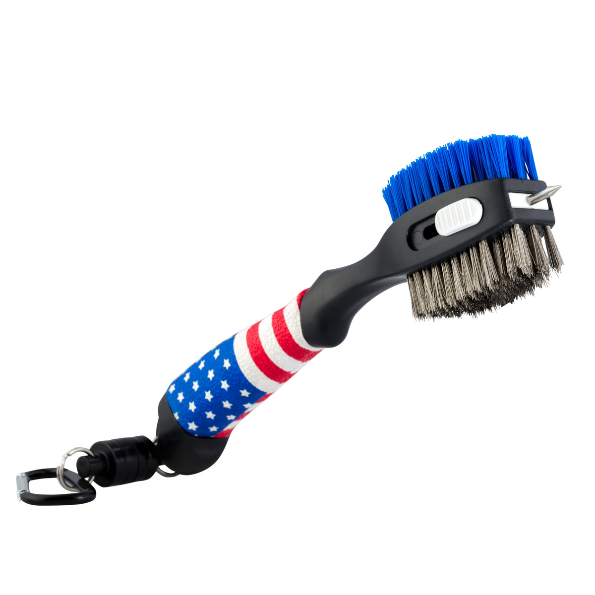 Magnetic Clip Golf Brush - USA Flag Design - Easy Access