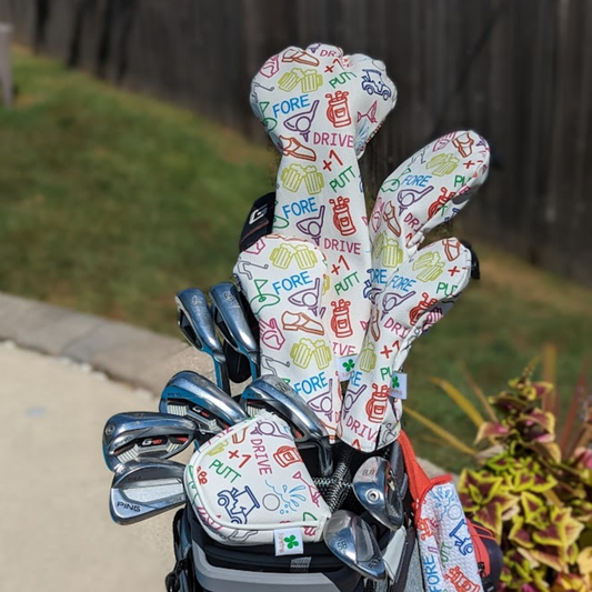 Golf Icons Pattern - Mallet Putter Head Cover